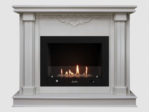 Каминный портал МДФ "Лукас 1080" с биокамином Lux Fire "Фаер Бокс 4-25.5" (белый)