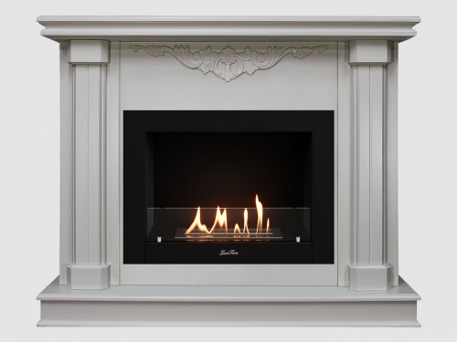 Каминный портал МДФ "Лукас 1080" с биокамином Lux Fire "Фаер Бокс 2-25.5" (белый)