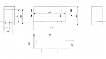 Биокамин Kratki DELTA/L/900 угловая, TUV по цене €818