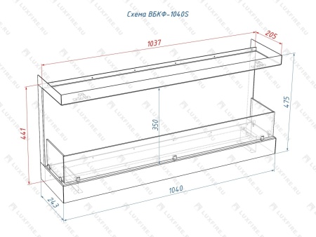 Встроенный биокамин Lux Fire Фронтальный 1040 S по цене 60 390 руб.