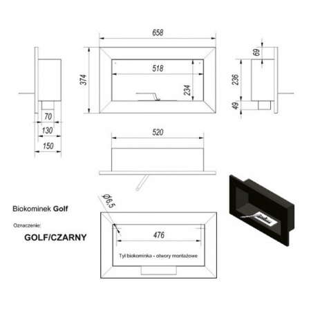Биокамин Kratki GOLF QUBE, TUV по цене €204